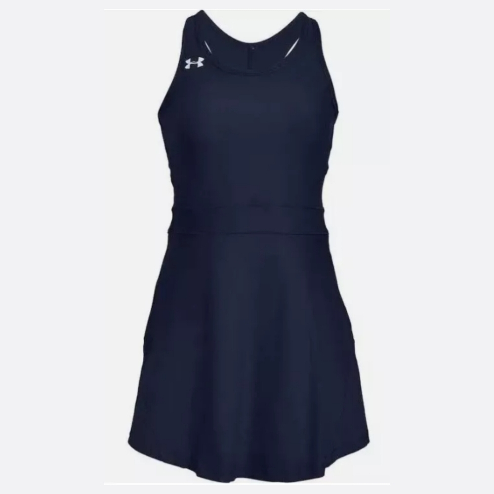 UNDER ARMOUR EUC Fitted Racer Back Perforated Inserts Tennis Court Dress Size XL